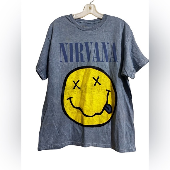 Nirvana Graphic T-Shirt in Blue and Yellow L - Picture 1 of 2